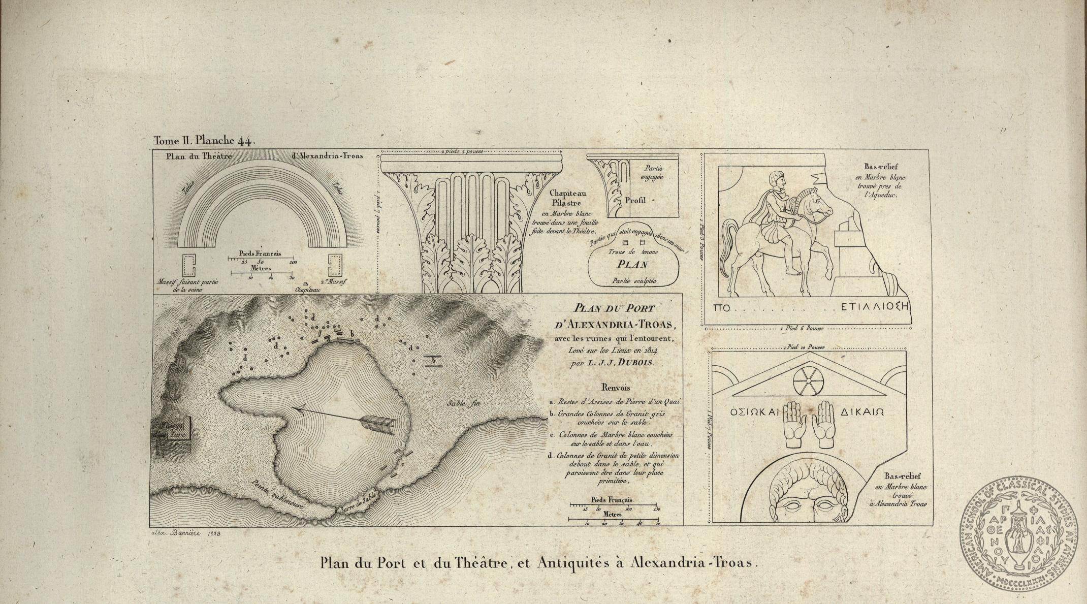 Plan du port et du theatre, et antiquité à Alexandria Troas.